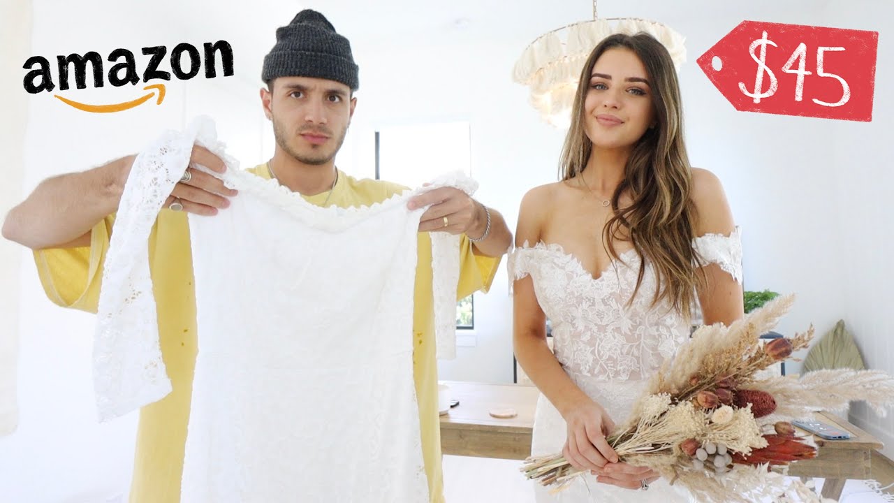 Trying Wedding Dresses From Amazon!! (+ My Husband Rates Them)